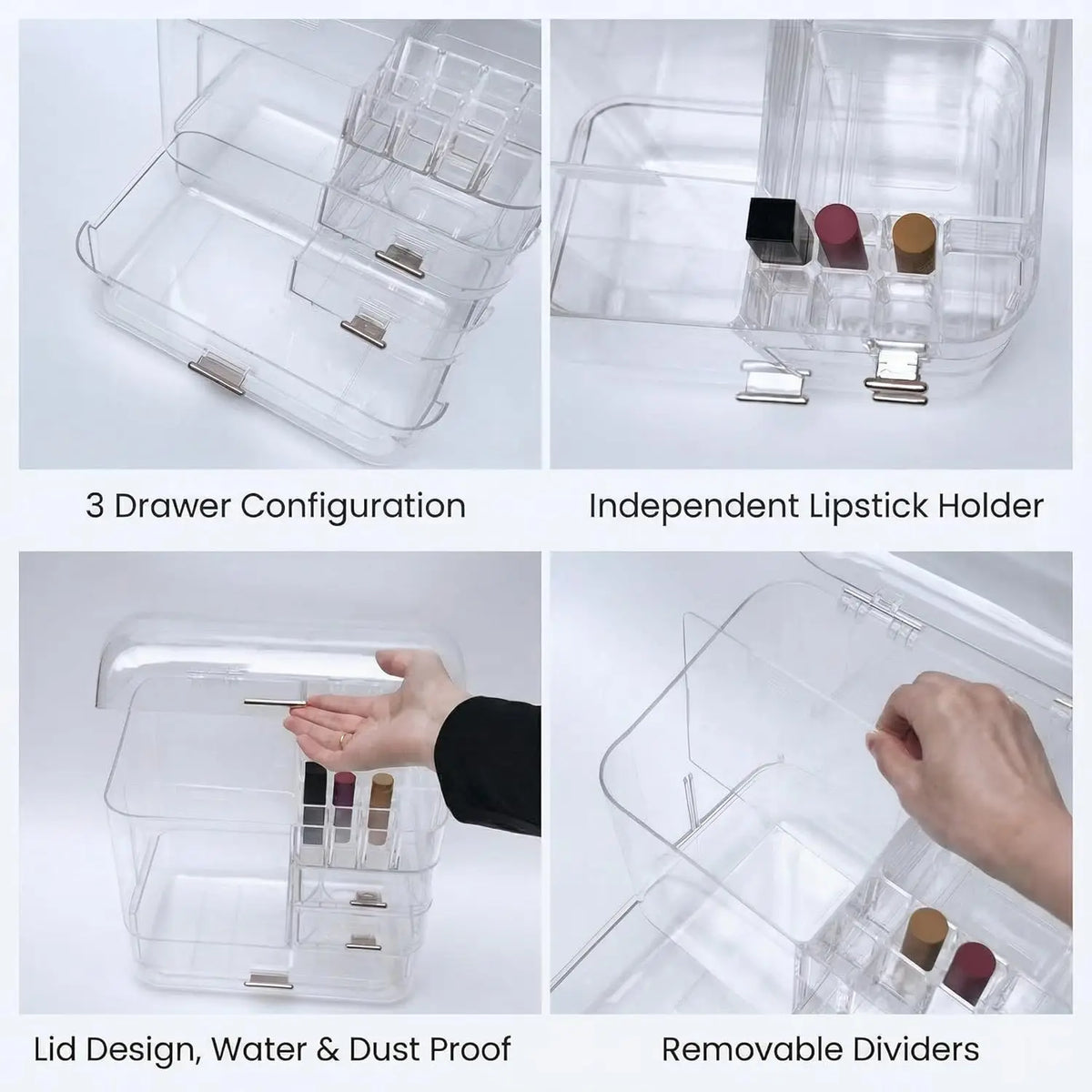 2026 New Cosmetic Storage Box Transparent Integrated Acrylic Eyebrow Pencil Lipstick Skincare Storage Organizer