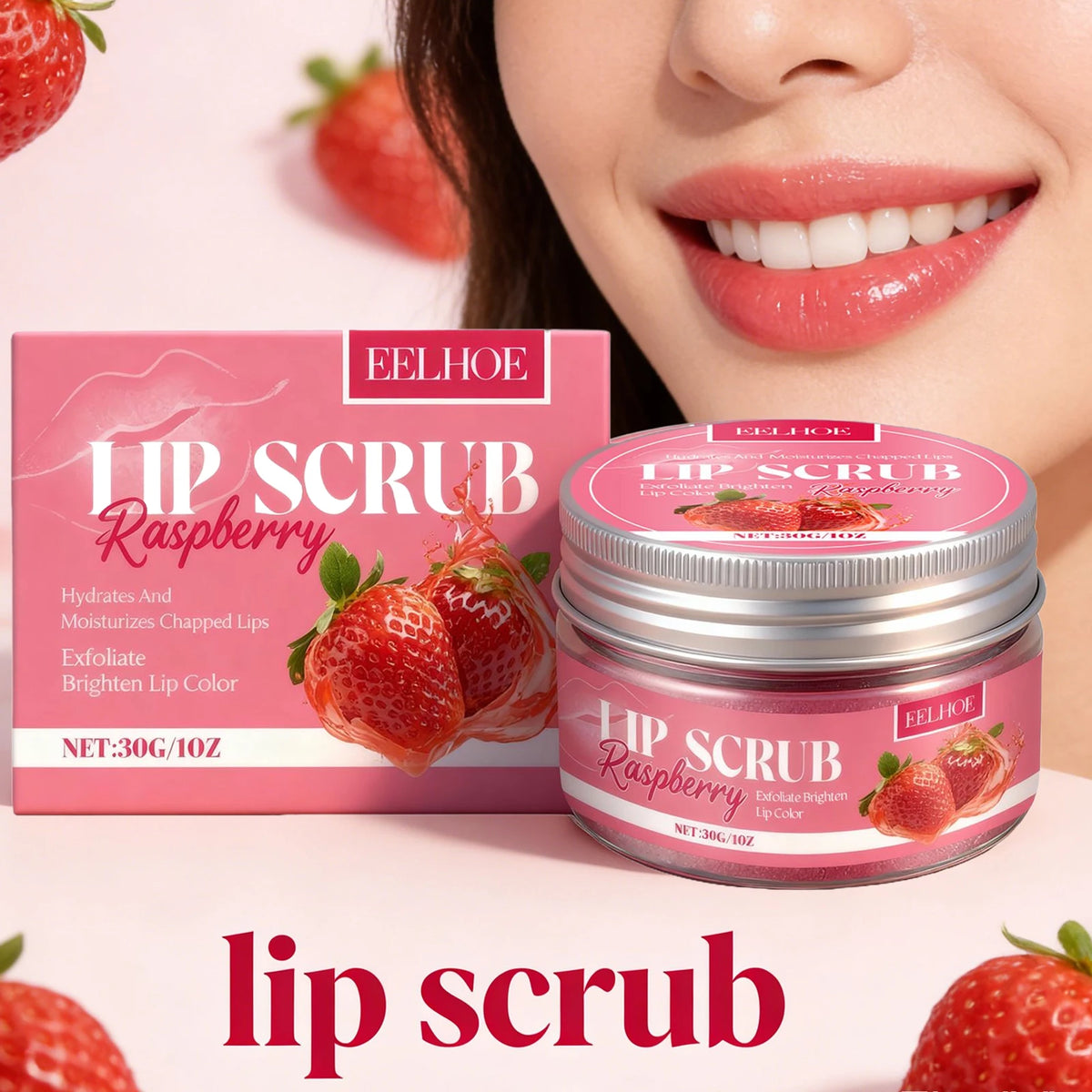 Strawberry Lip Scrub Exfoliating Preventing Drying Cracking Improve Dullness Remove Dead Skin Moisturizing Brightening Lip Care