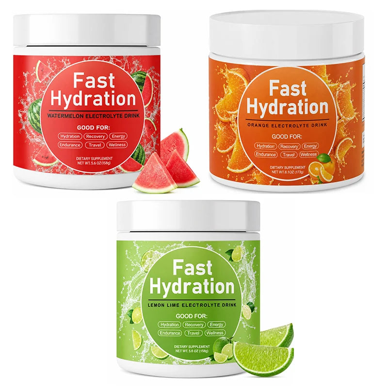 Electrolyte Drink Powder 3 Flavors with Sodium Potassium Magnesium Vitamin C B12 Supports Fluid Balance Energy & Endurance 158g