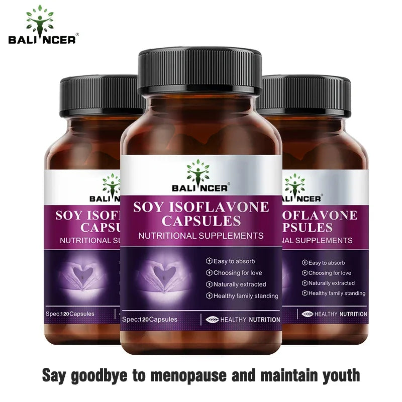 Soy Isoflavone Capsules - Women's Health Hormone Balance Improve Mood, Menstrual & Menopausal Discomfort, Nutritional Supplement