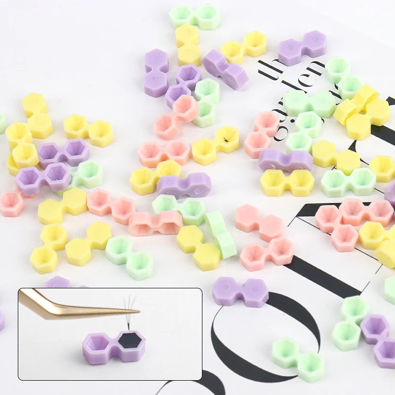 200pcs Individual Eyelash Glue Holder Container Grafting False Eyelashes Blossom Cup Lash Extension Adhesive Stand Makeup Tool