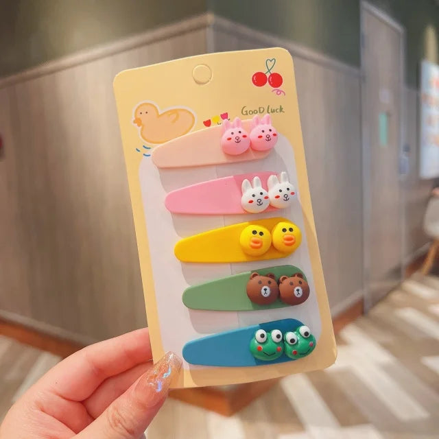 2026 New 5PCS/SET Korean Sweet Style Cute Bow Cloud Wave Hair Clips  No Hurt Hair BB Clips for Baby Girls Toddler Accessories