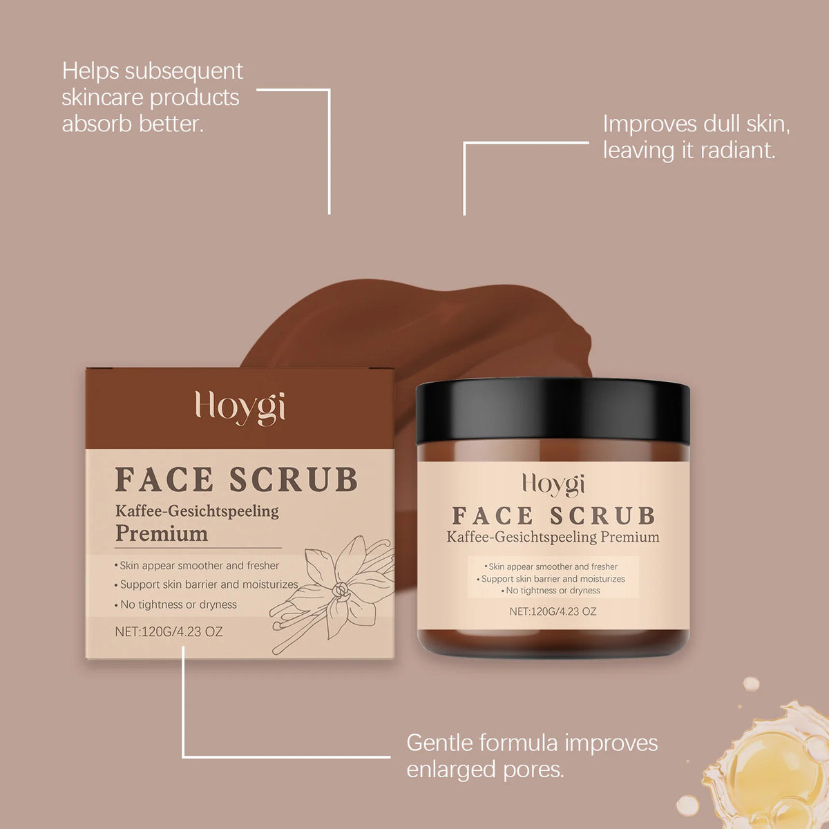 Vanilla Coffee Facial Scrub Deep Cleansing Oil Control Face Exfoliator Dual Scrubbing Particles Nourishing Smooth Glowing Skin