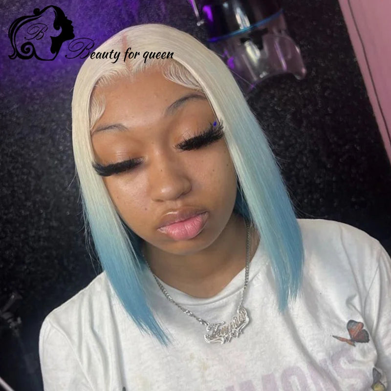 HD Cosplay Lace Front Wig Synthetic And Blend Lace Wigs Pink Blue Colored Glueless Wigs Wear And Go Pre‑Plucked Natural Hairline