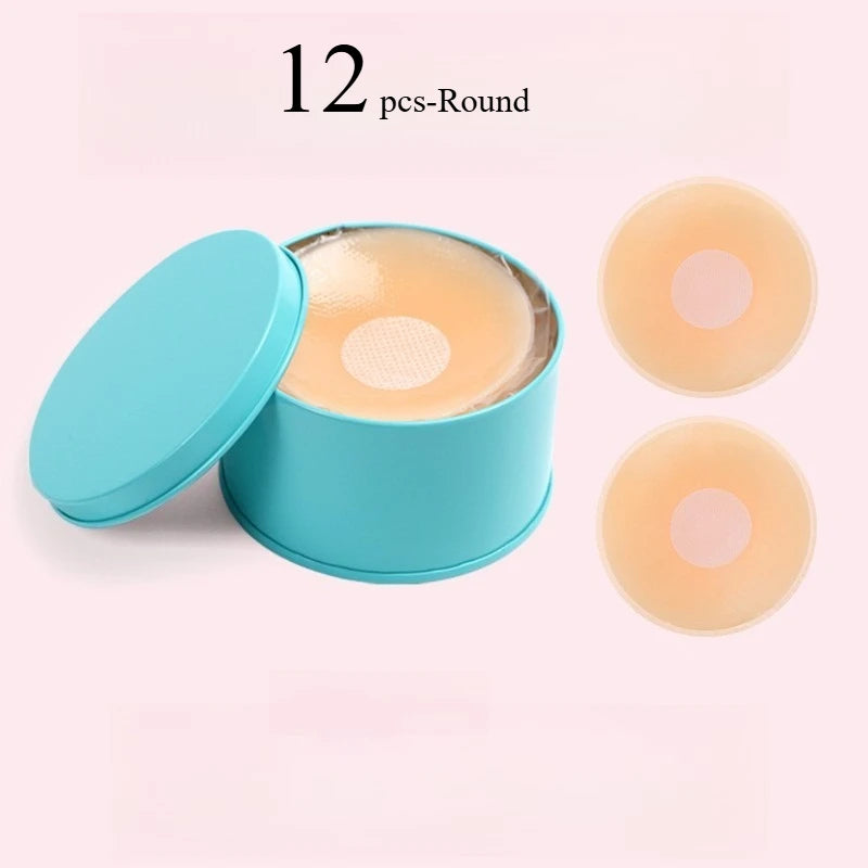 Reusable Breast Petals Lift Invisible Silicone Bra-less Pasties Pad Nipple Cover Invisible Petal Adhesive Stick on Bra 2-12pcs