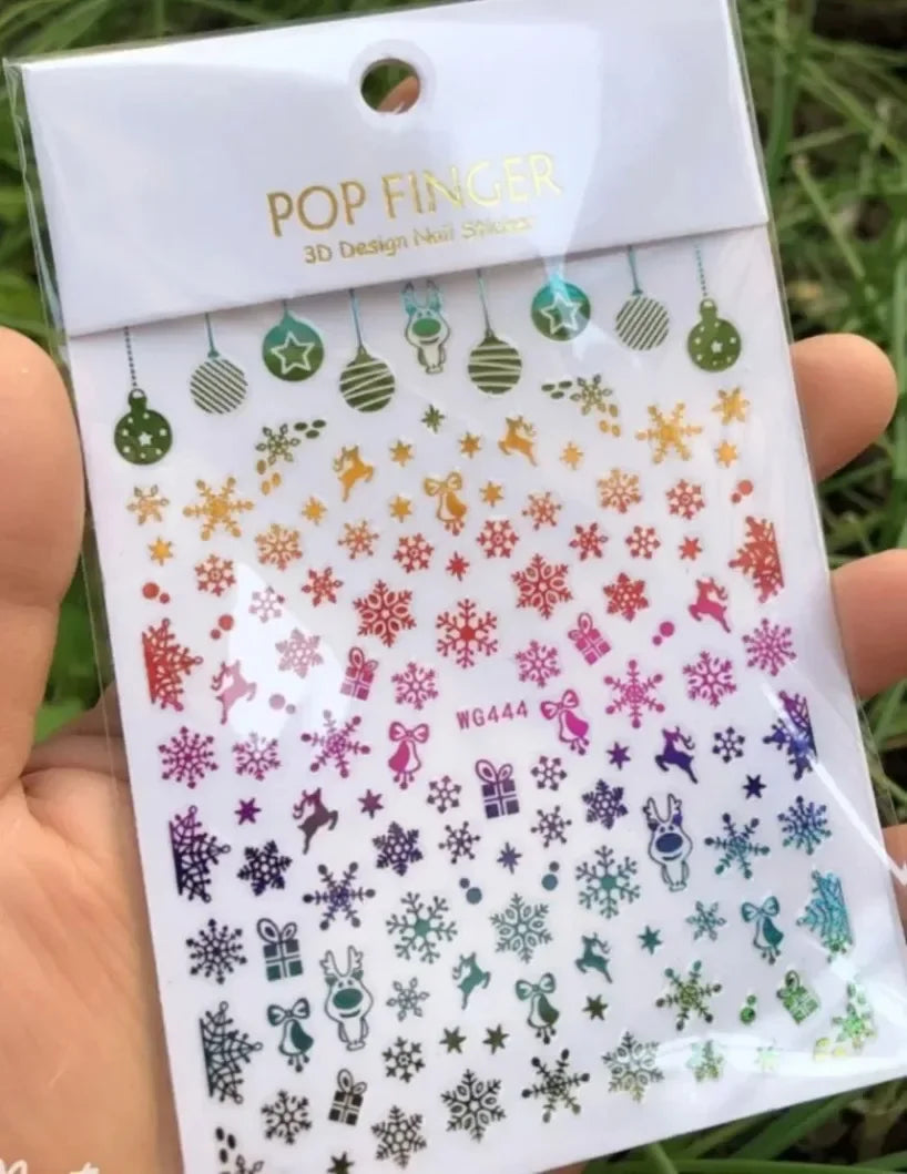 5D White Snowflakes Embossed Nail Art Stickers Winter Charm Decals Self Adhesive Christmas New Year Slider Decoration Manicure