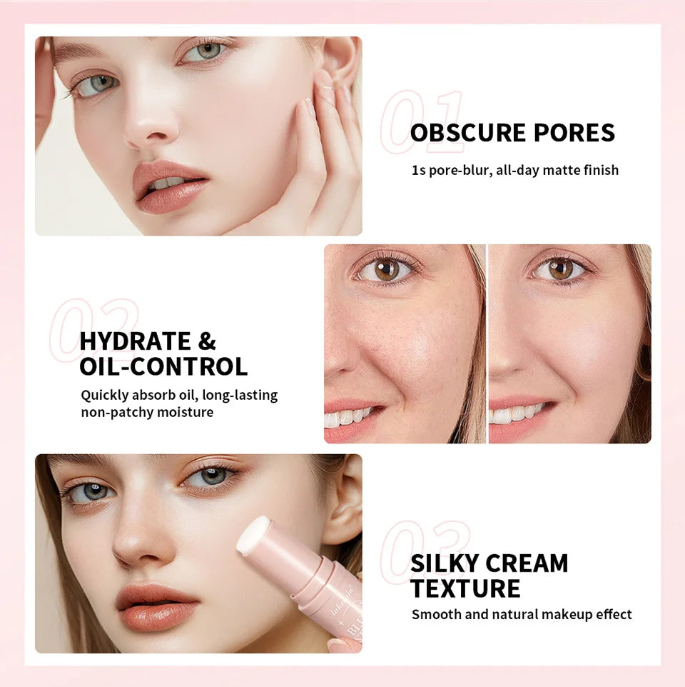 Blur Stick Invisible Pore Primer Moisturizing Face Primer Makeup Base Oil-control Water & Sweat Resistant Matte Barrier Primer