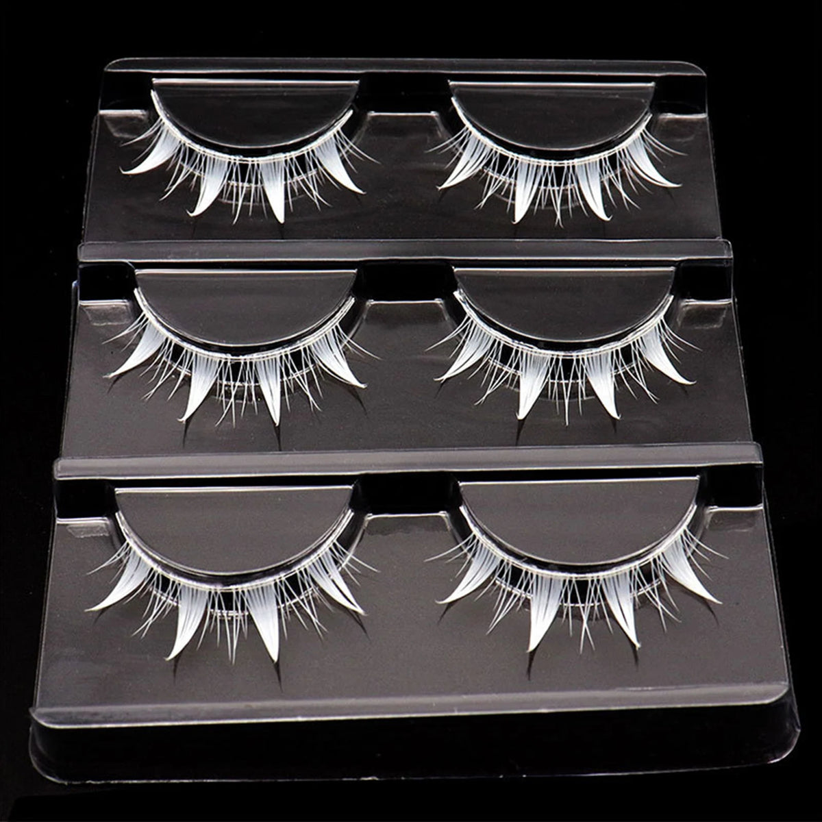 White lashes full strips Natural manga False Eyelashes DIY Wispy Strip lash For Women Halloween Christmas Party makeups