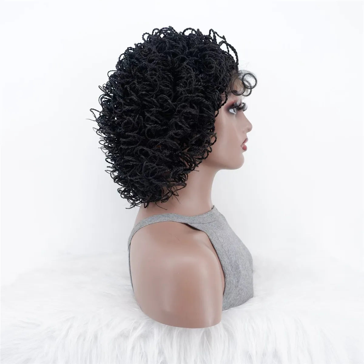 12 Inch Short Bob Braided Micro Curly Twist Wig on 5x5 Frontal Lace HD Natural Looking Box Braided Hair for Women