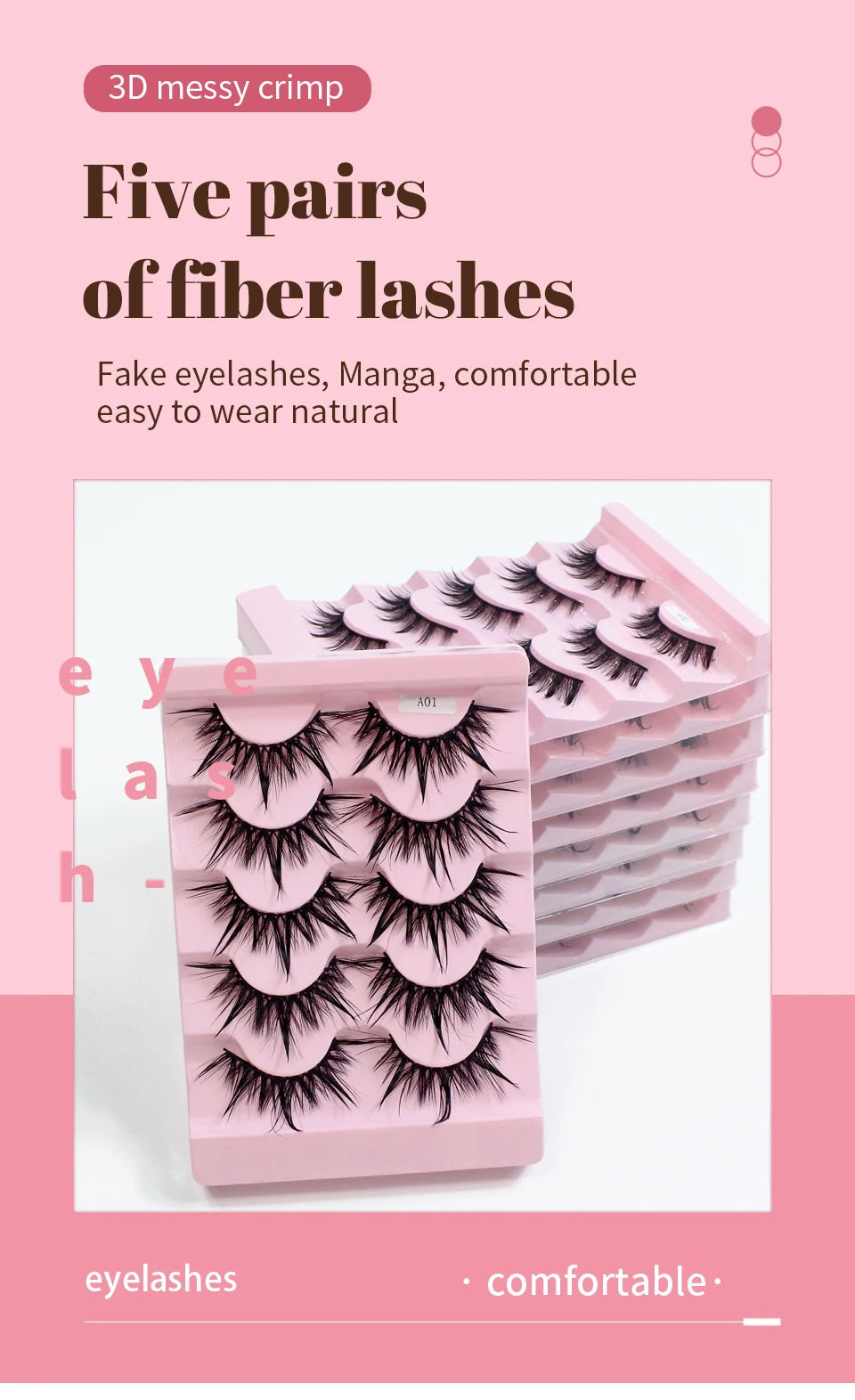 RED SIREN Eyelashes Makeup 5 Pairs Soft Natural Mink Lashes Korean Fashion Manga Lashes