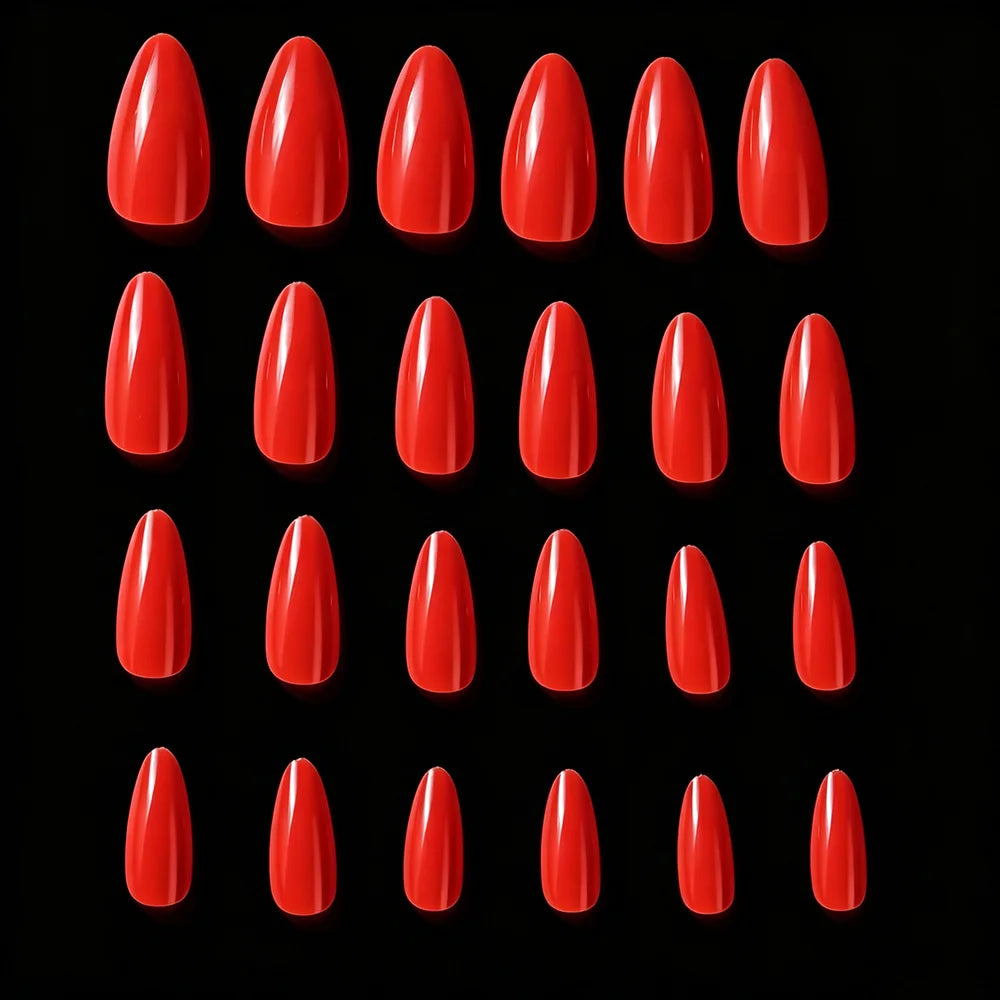 120Pcs Mixed Halloween&Christmas Red Almond Press On Nails Glossy Red Finger Fake Nails DIY Full Cover Manicure Almond Red Tips