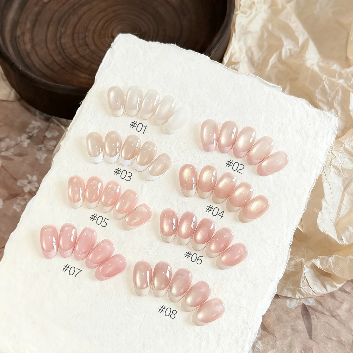 MN 10ML 1-16PCS Moonlight Ballet Magnet Cat Eye Nail Polish Gel Nude Pink Style With Gold Glass Beads Cat Eye Look Nail Polish