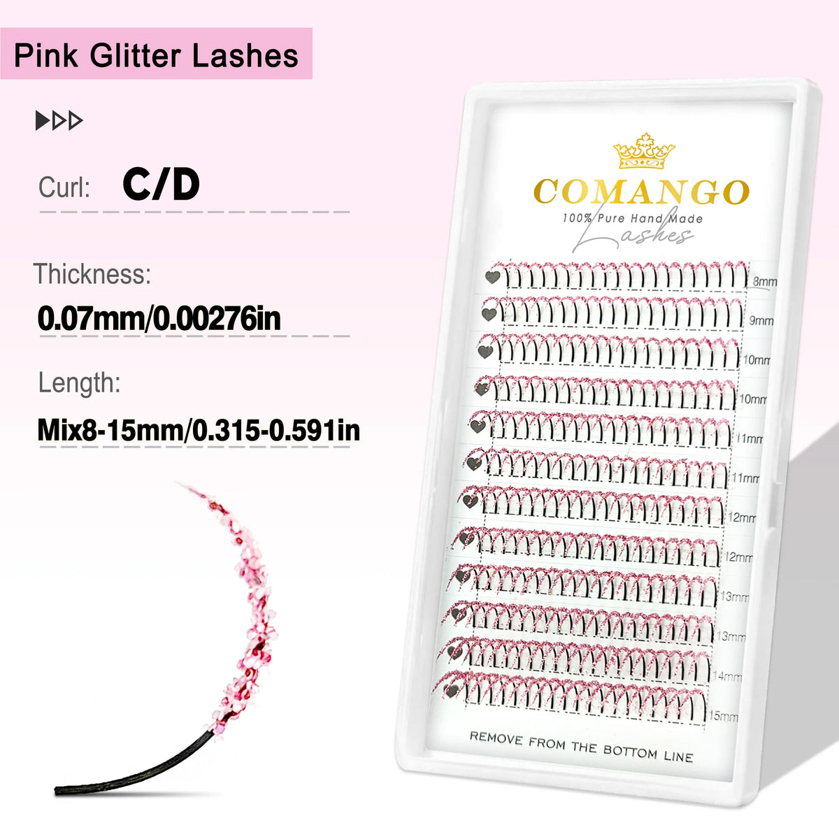 CoMango Shinning Colored Glitter Spikes Eyelash Extension Sliver Purple Blue Pink For Christmas Cosplay Party Makeup