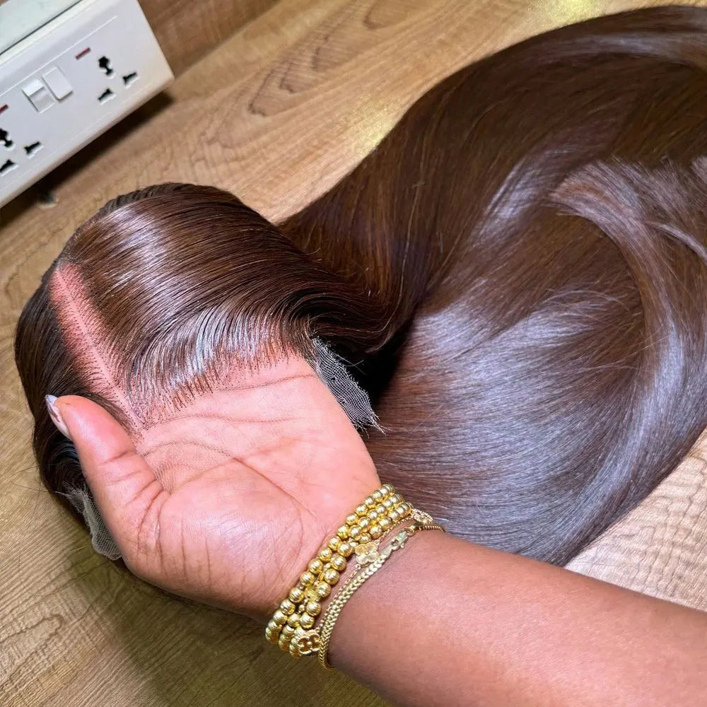 40 Inch 13x6 Chocolate Brown HD Bone Straight Lace Front Wigs Human Hair Brown Glueless Wig 13x4 Brazilian Lace Frontal Wigs