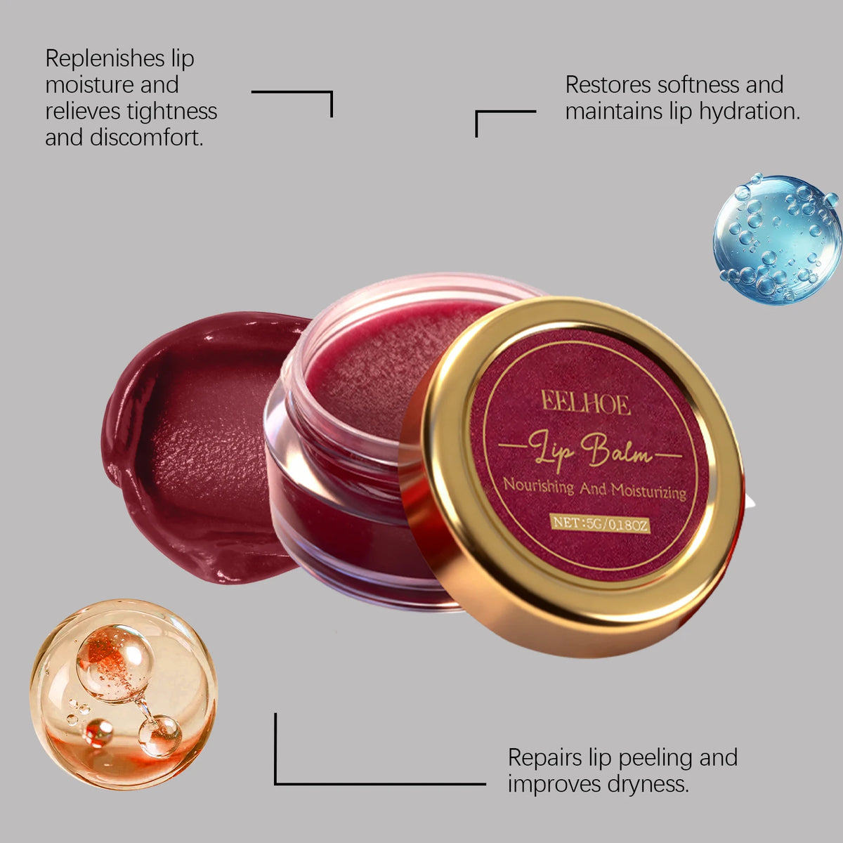 Beetroot Red Tinted Lip Balm Deep Nourishing Moisturizing Lip Care Smooth Anti Crack Shea Butter Moisturizing Plump Lip Balm