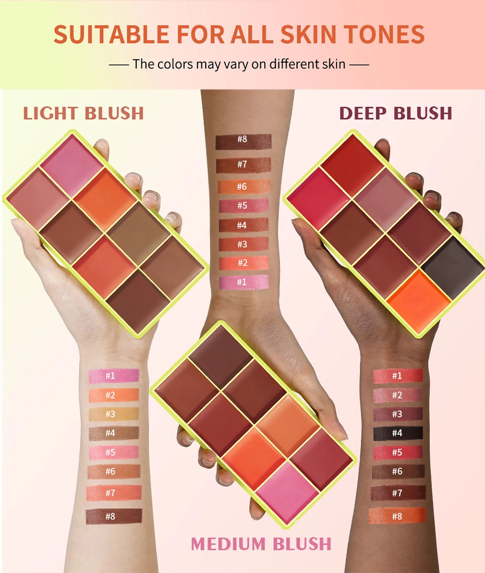 8 Shades Eyebrow Blush Palette With 3Pcs Makeup Brushes  Matte Shimmer Shadow Long Lasting Cosmetics Halloween Makeup Set