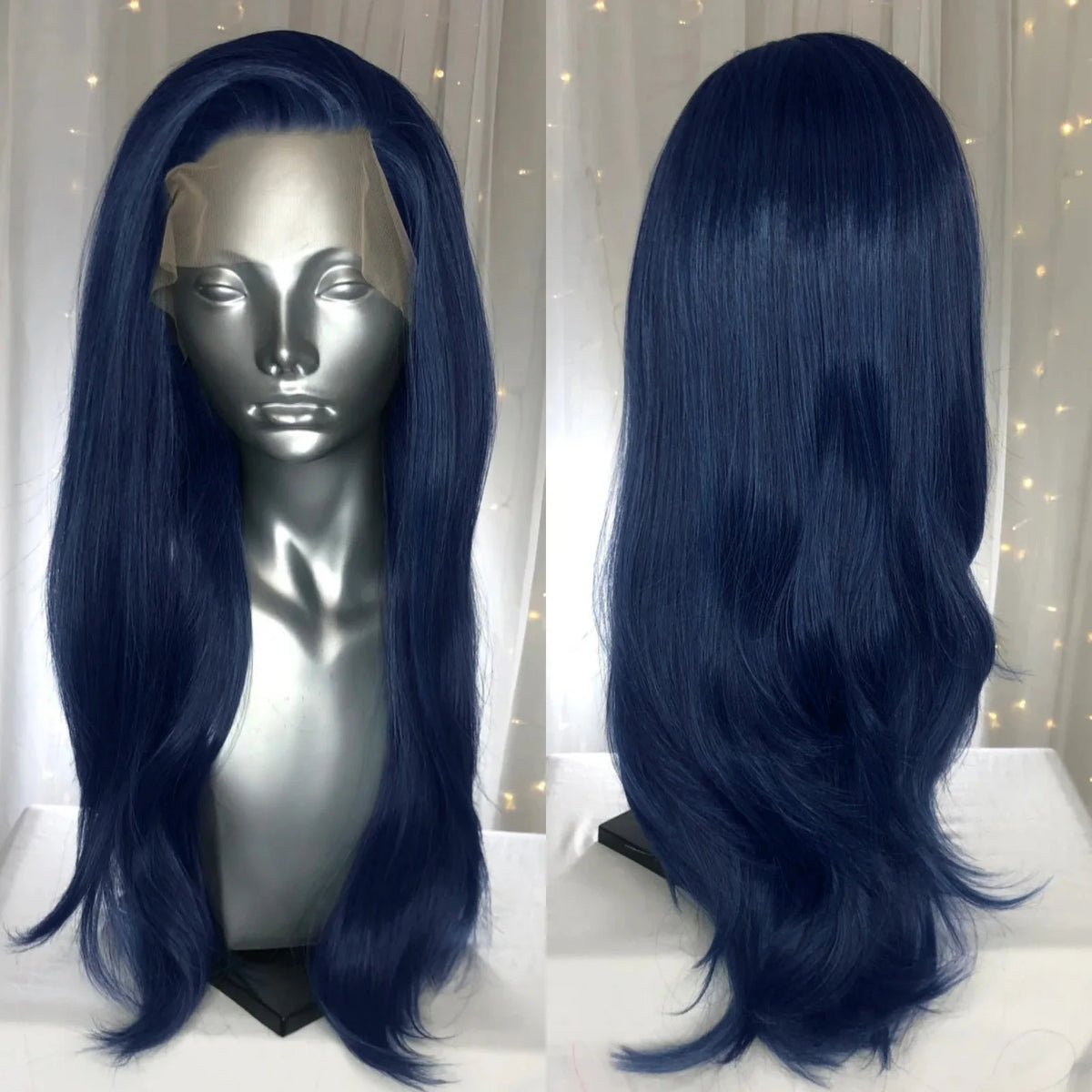 Long Wavy Dark Brown Synthetic Lace Front Wigs for Women Free Part Layered Cut Natural Wave Brunette Colored 13X4 Wigs Daily Use