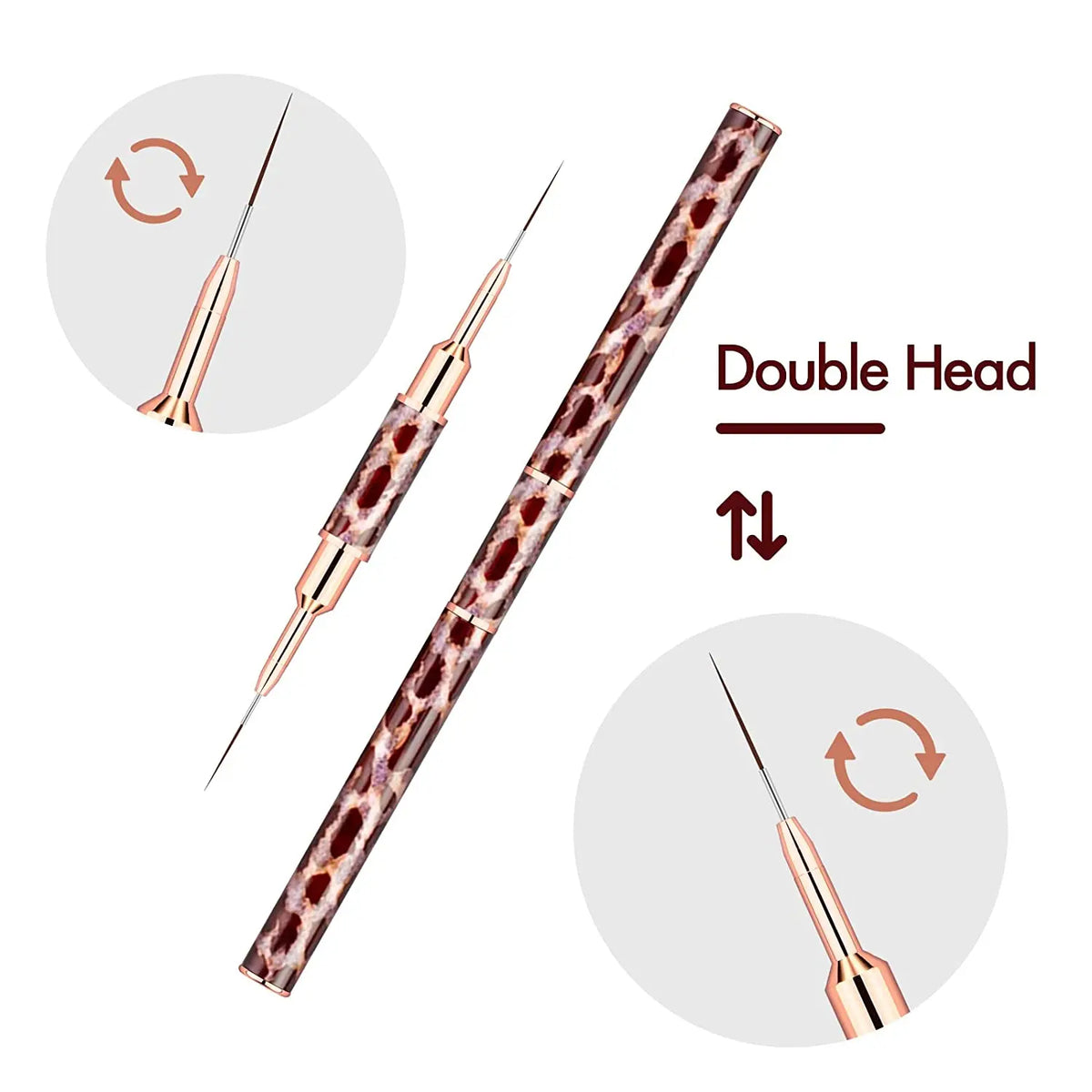 5-25mm Leopard Print Nail Art Brushes Double HeadLiner Brush Striping Drawing Painting Nail Design Brushes Manicure Thin Details