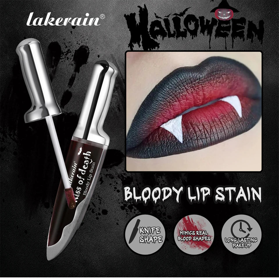 Lip Stain Kiss of Death Bloody Gothic Matte Long Lasting Waterproof Change of Black Vampire Halloween Cosplay Makeup