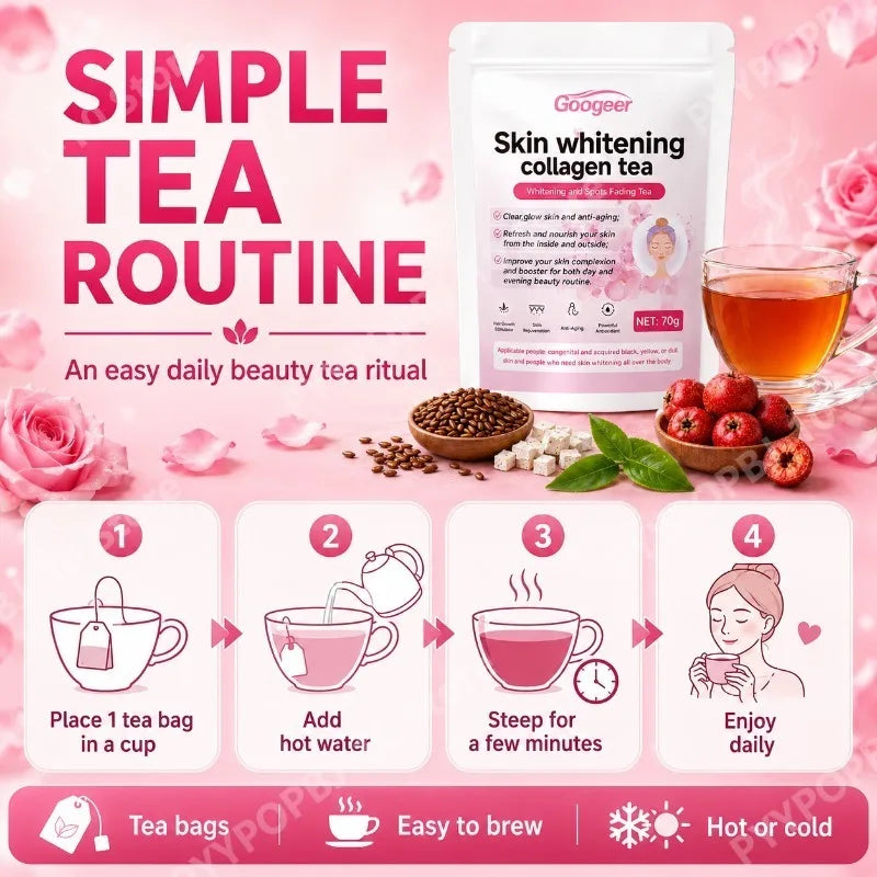 Rose Herbal Suppplement with Hawthorn Cassia Seed Poria Daily Beauty Wellness Blend 70g 14 Bags