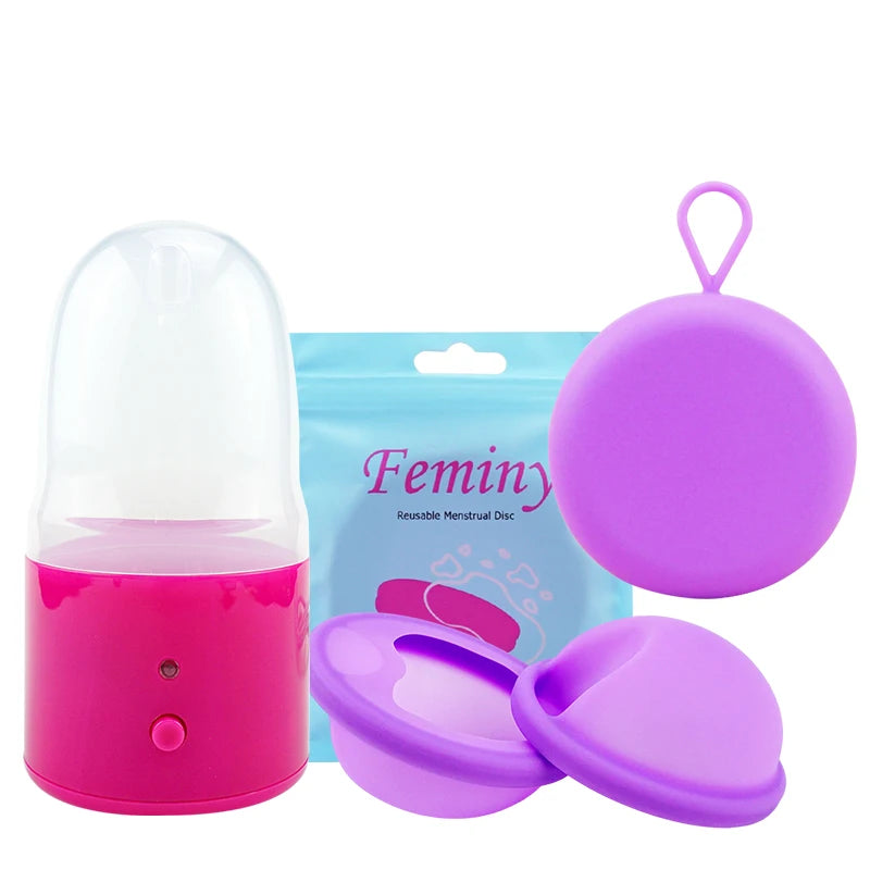 Menstrual Disc Menstrual Cup Set With Electric Sterilizer Storage Case Medical Silicone Period Female Health Care Products