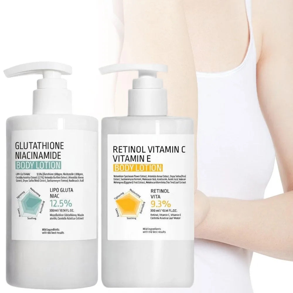 Glutathione Niacinamide Nourishing Body Lotion 300ml Deep Hydrating Gentle Cream Brightening Repair Rough Dry Body Skin Care