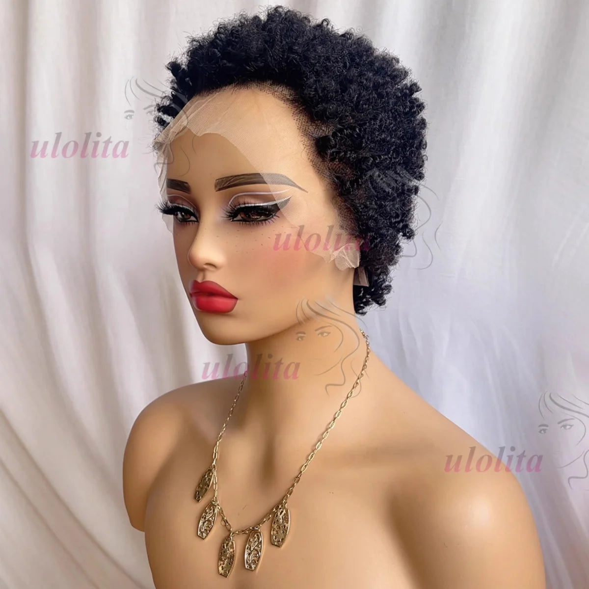 Premium 99J Afro Curly 13x4 Ear To Ear Lace Frontal Human Hair Glueless Wigs for Women 6inches Remy Hair Short Cut Lace Bob Wigs