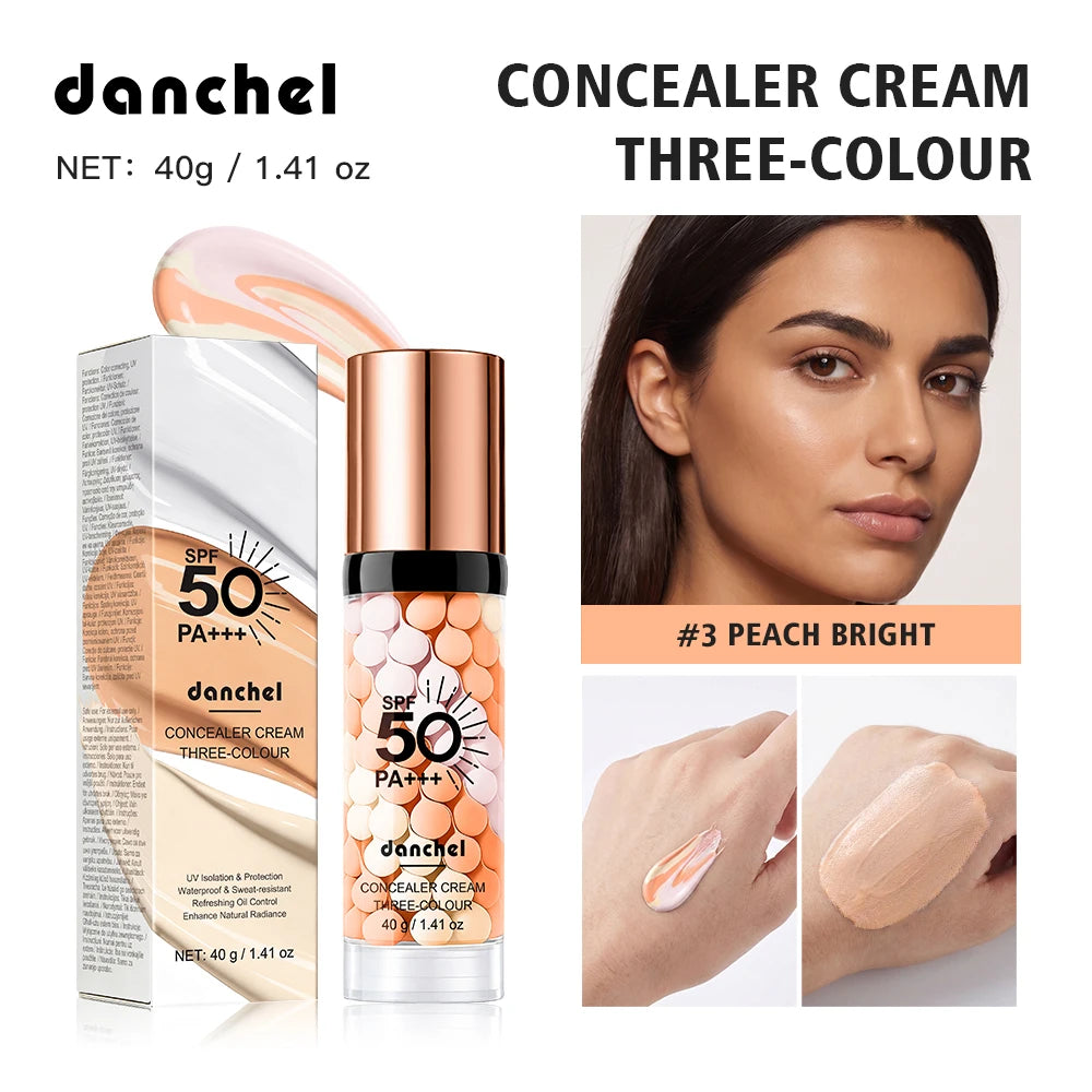Three Color Press Release Cream Concealer Isolation Makeup Facial Base Brightening Hydrating Liquid Concealer Face Primer Glow
