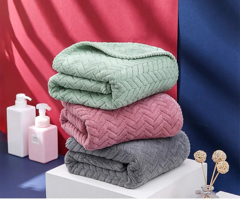 Thickened large bath towel, ultra-fine fiber towel, soft and highly absorbent women's and men's bath towel, beauty salon hair sa