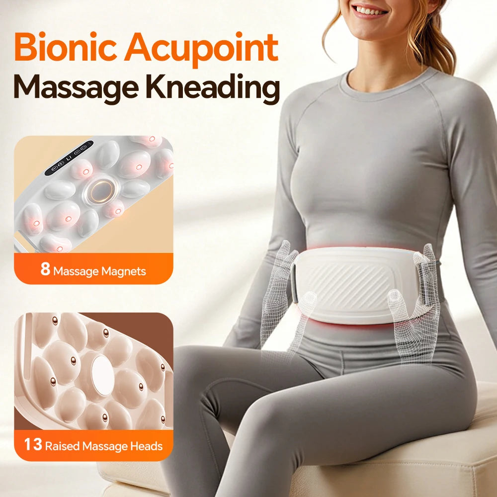 Electric Abdominal Massager with Heat, 9 Speeds 6 Modes Cordless Belly Stomach Kneading Massage Belt for Waist Back Leg