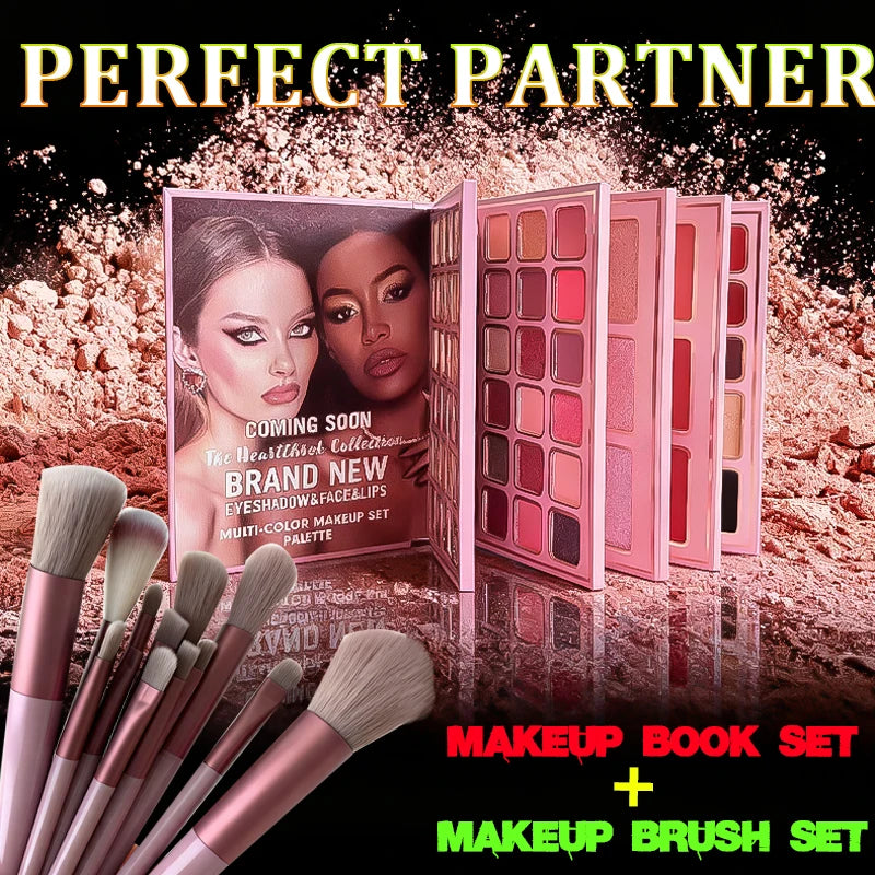 78 Colors Multi Makeup Palette with Brushes Matte Shimmer Eyeshadow Blush Highlight Lip Gloss Set Christmas Gift