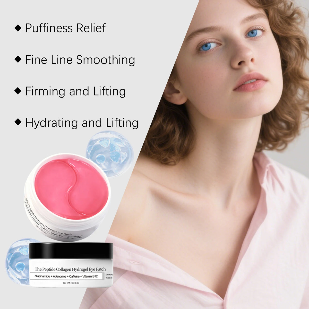Collagen Hydrogel Eye Patch Peptide Niacinamide Eye Mask Reduce Wrinkles Dark Circles Eye Bag Firming Mild Hydrating Gel Eye Pad