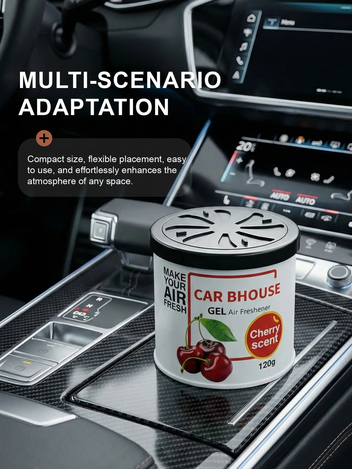 Dual-Purpose Air Freshening Gel for Cars and Homes, 120g with Fruity and Floral Fragrance, Providing Long-Lasting Scent.