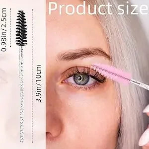 2025 Trend 100Pcs Disposable Mascara Wands -Lash Spoolies, Crystal Eyebrow Brush for Eyelash Extensions & Makeup Grooming