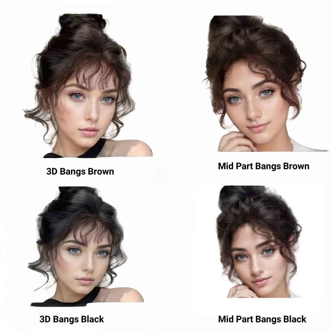 100% Human Hair Curly Bangs Toppers for Women Breathable Lace Base with Clips Curl Baby Hair Fringe Hairpiece for Thinning Hair