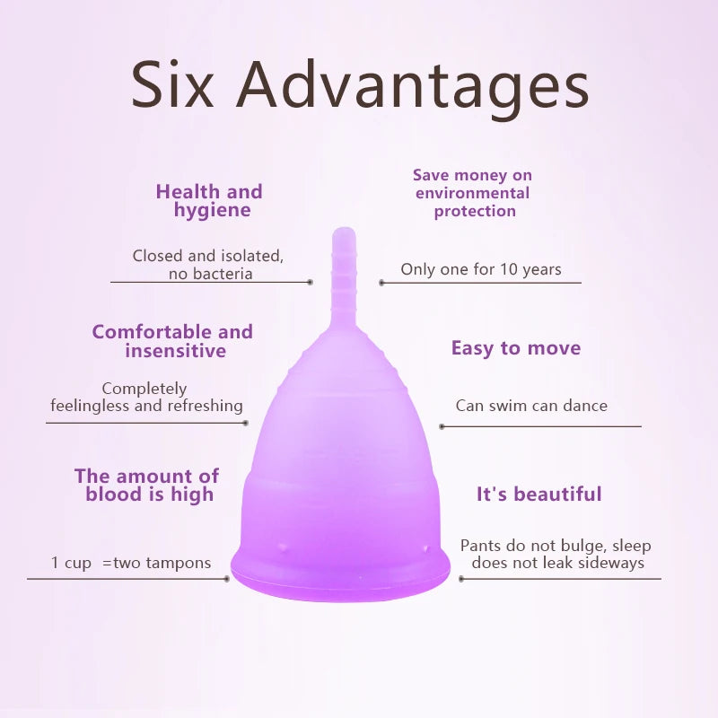 Feminy Menstrual Cup L - Medical Grade Silicone Soft Vaginal Tampon for Women Period Cup Certified Safe for Female Hygiene