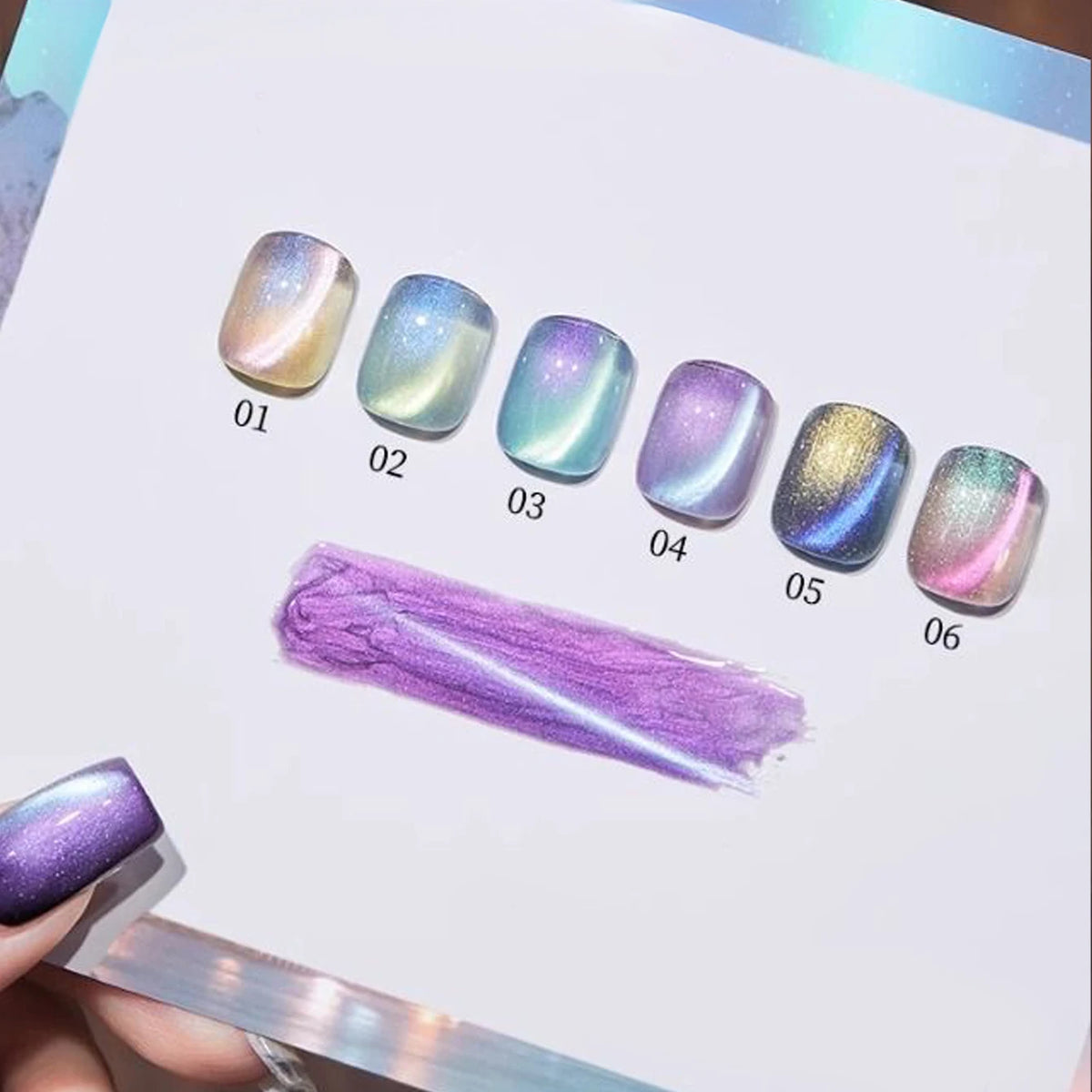 MIANEL 2026 New 12ML Aurora Night Cat Eye Gel Nail Polish Flash Sparkle Holographic Crystal Dual Light Silk Glass Bead Nail Art