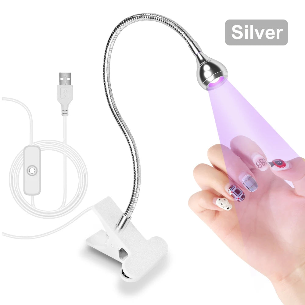 UV LED Light for Nails Polish Drying Lamp 360 Flexible Clip-on Desk Clip Mini USB Portable Nail Dryer Manicure Salon Tools