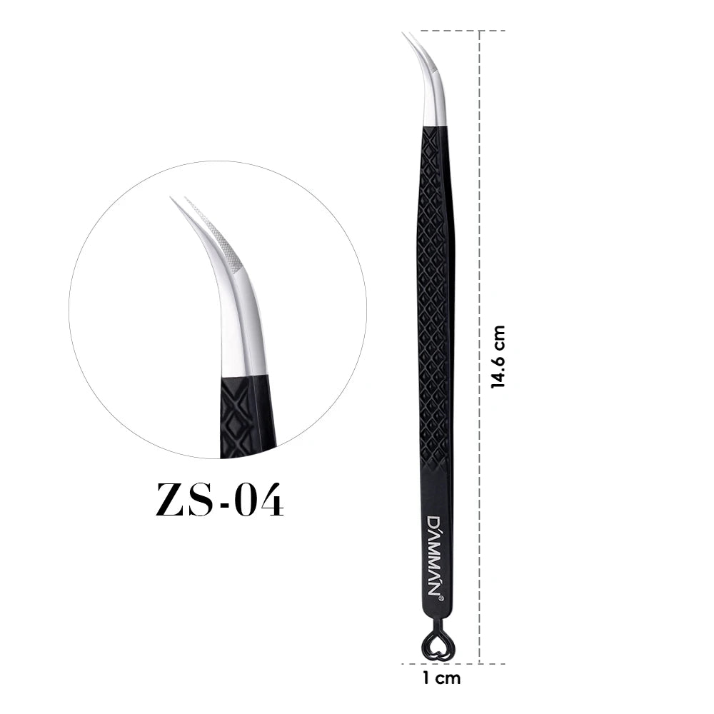 DAMMAN 3PCS Lash Tweezers Set Fiber Tip Tweezers for Eyelash Extension High Precision Eyelash Tweezers with Leather Case