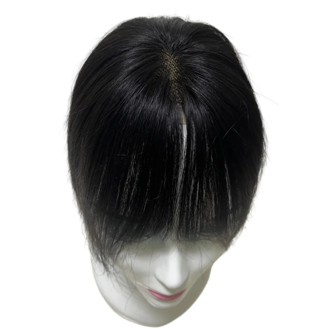 Ultra-Thin Mesh Hair Toppers 8x11cm Clip-In Bangs Hairpiece for Women Fluffy Real Hair Increase Volume Cover White Hair