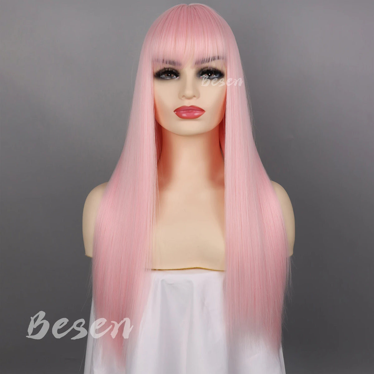 Synthetic Long Straight Wig with Bangs for Women Long Straight Wigs Heat Resistant Natural Looking Wigs for Daily Wear