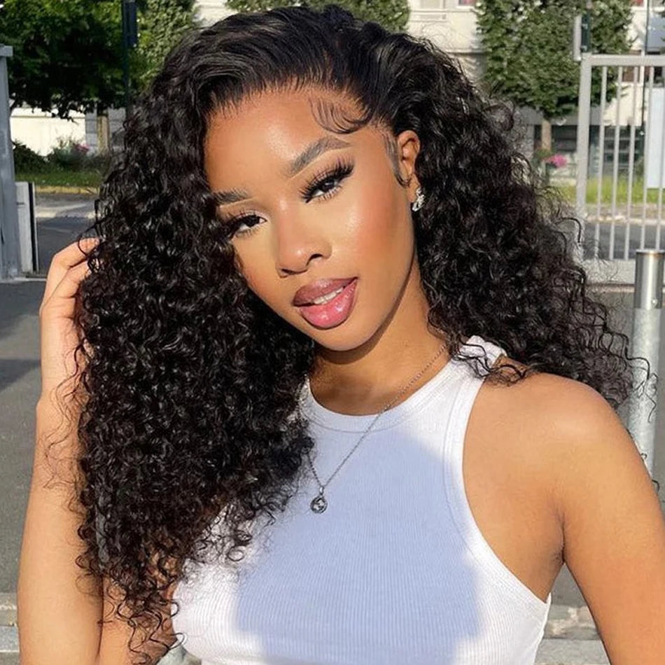 Glueless Kinky Curly Wig 13X6 Human Hair Ready To Wear Frontal Wigs Deep Curls Lace Closure Wig For Women Tissage Cheveux Humain