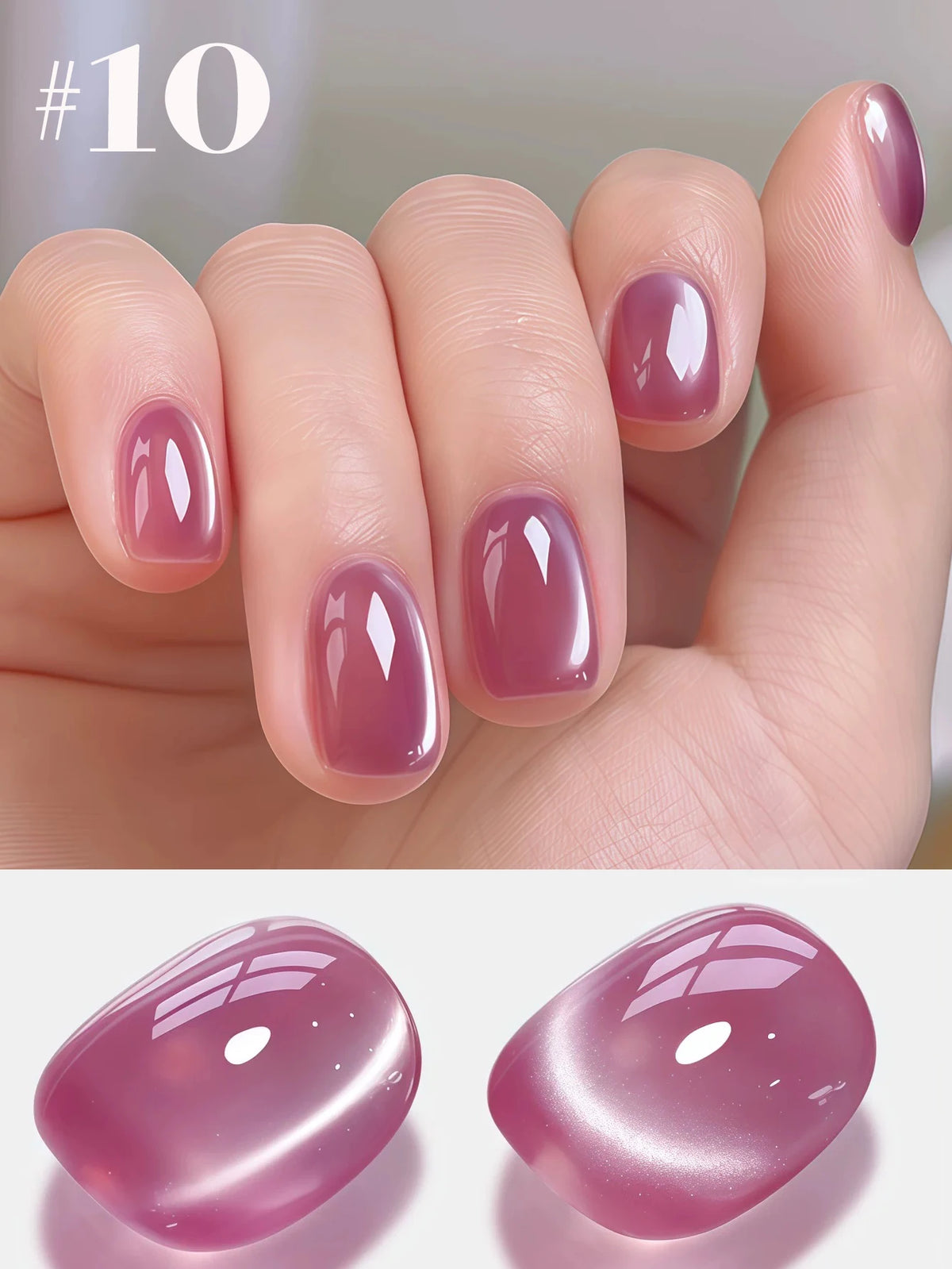 MN 10ML 1-16PCS Moonlight Ballet Magnet Cat Eye Nail Polish Gel Nude Pink Style With Gold Glass Beads Cat Eye Look Nail Polish