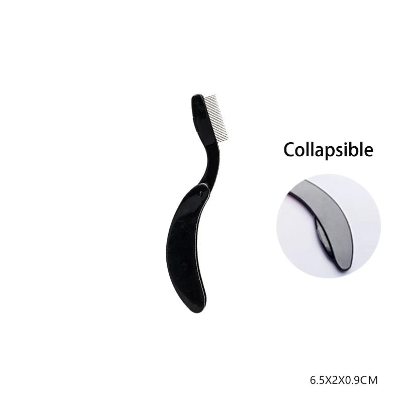 1 Pcs Black Foldable Eyelash Brush Comb Beauty Makeup Lash Separator Stainless Steel Eyelash Curler Mascara Curl Cosmetic Tool