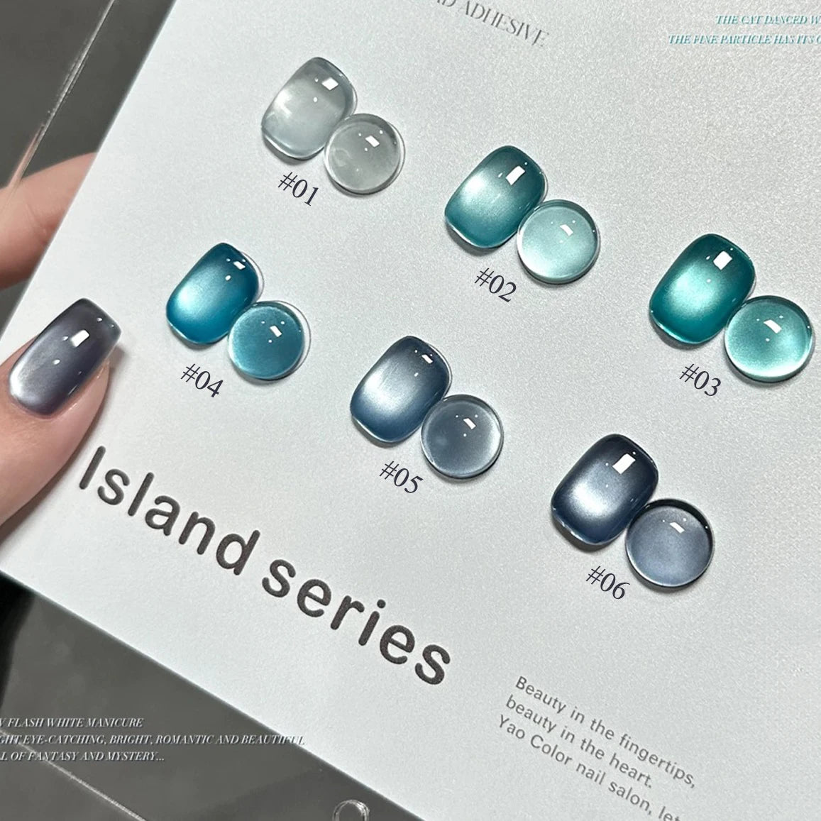 1-12pcs TC Summer Blue Glass Bead Cat Eye Gel Nail Polish Flash White Spar Nude Color Magnet Nail Art Gel Salon Christmas Nails