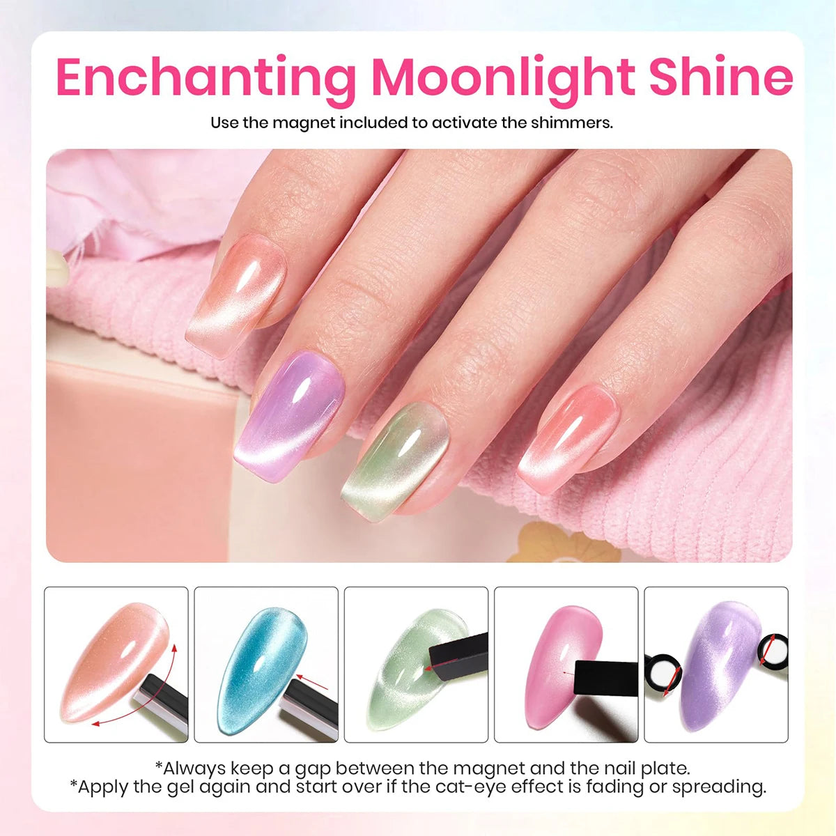 6PCS Christmas Nails Whitening 2025 Style Hot-selling Northern Lights Pearl Cat Eye Magnet Gel Nail Polish Nail Art