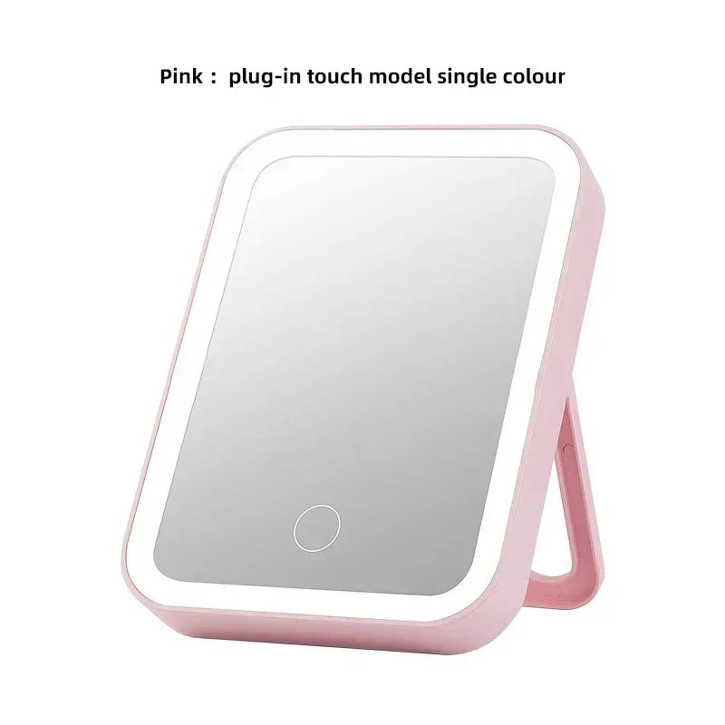 LED Makeup Mirror with Touch Screen Dimming and USB Charging, Portable Vanity Mirror with Lights for Makeup