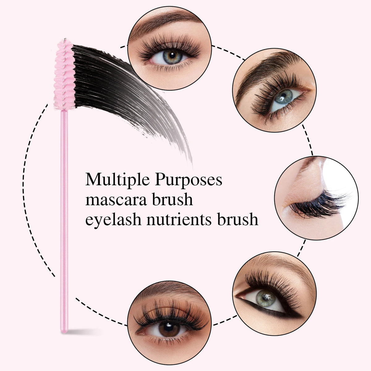 6Pcs Eyelash & Eyebrow Makeup Tools Kit Eyelash Curler Dual End Brow Brush Lash Comb Spoolie Applicator