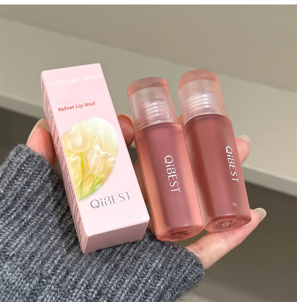 QIBEST 6 Colors Matte Liquid Lipstick Velvet Durable Lip Gloss Sexy Red Lip Stain Makeup Waterproof Lasting Lip Mud Cosmetics