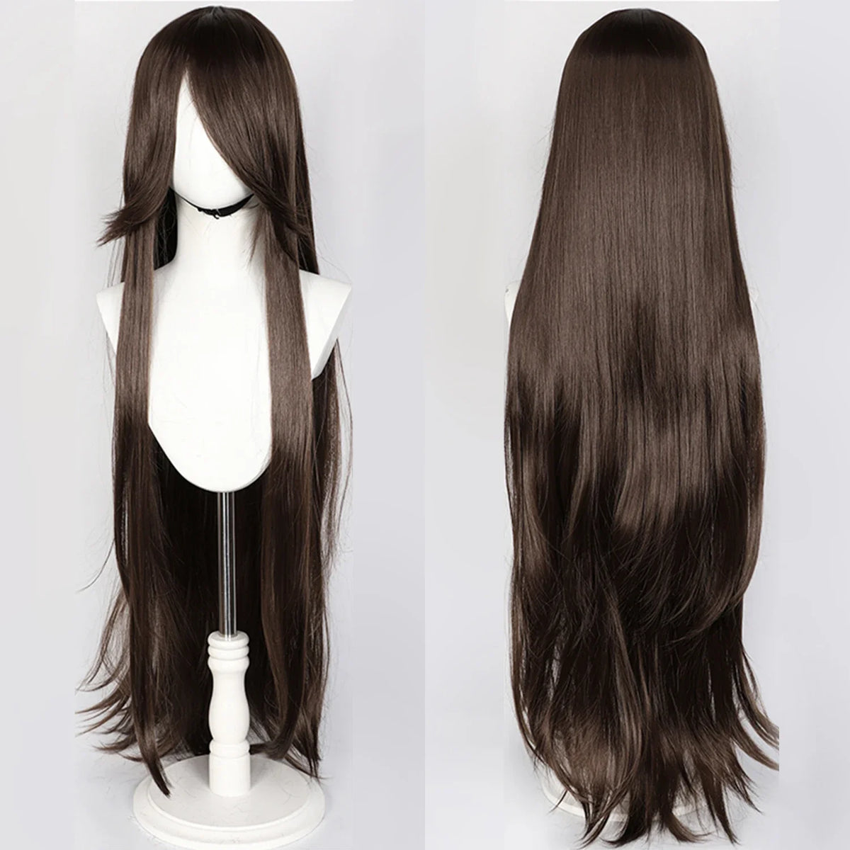 100CM Long Straight Wig With Bangs Synthetic Cosplay Wig For Women Pink Purple Cosplay Wigs For Halloween Party